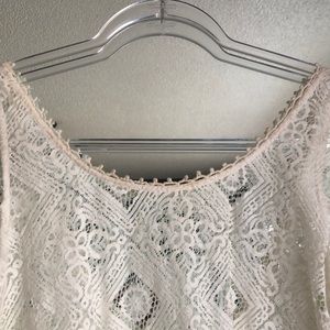 Free People Lace Cold Shoulder Top
